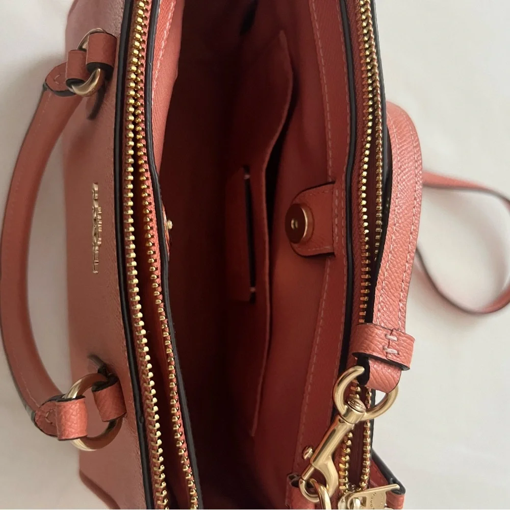 COACH Light Coral Leather Mini Surrey Carryall Tote